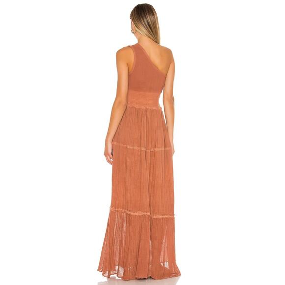 Jen's Pirate Booty Iberian Maxi Dress One Shoulder Smocked Cut-Out Rust Size XS - Picture 3 of 12